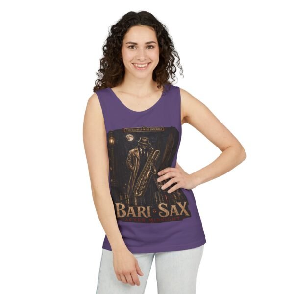 Bari-Sax Vintage Jazz Tank Top — Retro Saxophonist Graphic Music Tee