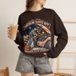Crewneck Sweatshirt — "Craterline Service Dept. — Wrenches After Moonrise" Raccoon Astronaut Mechanic Graphic