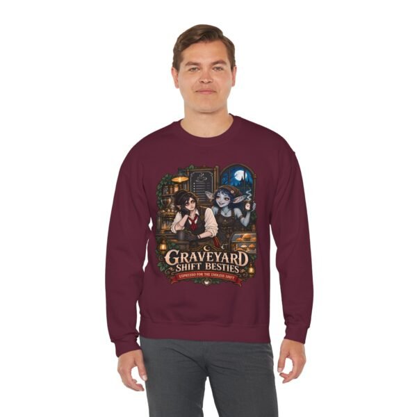 Graveyard Shift Besties Crewneck Sweatshirt — Cute Goth Friendship Graphic
