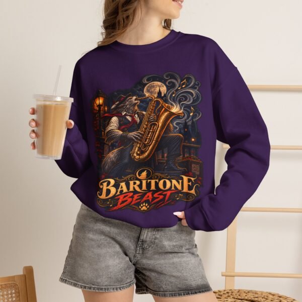 Baritone Beast Sweatshirt — Retro Jazz Saxophone Graphic Crewneck