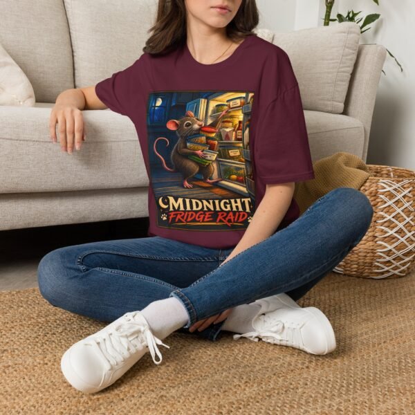 Midnight Fridge Raid T-Shirt — Cute Mouse Illustration