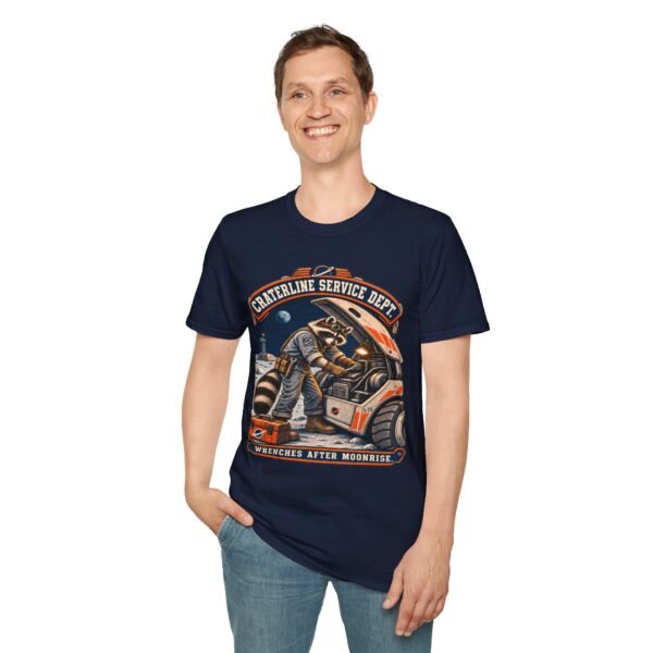 Craterline Service Dept. T-Shirt — Vintage Space Raccoon Mechanic Tee