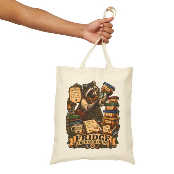 Tote Bag — 'Fridge Archaeologist' Raccoon Vintage Grocery Canvas Tote