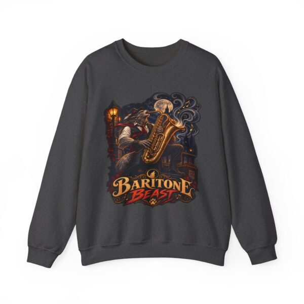 Baritone Beast Sweatshirt — Retro Jazz Saxophone Graphic Crewneck