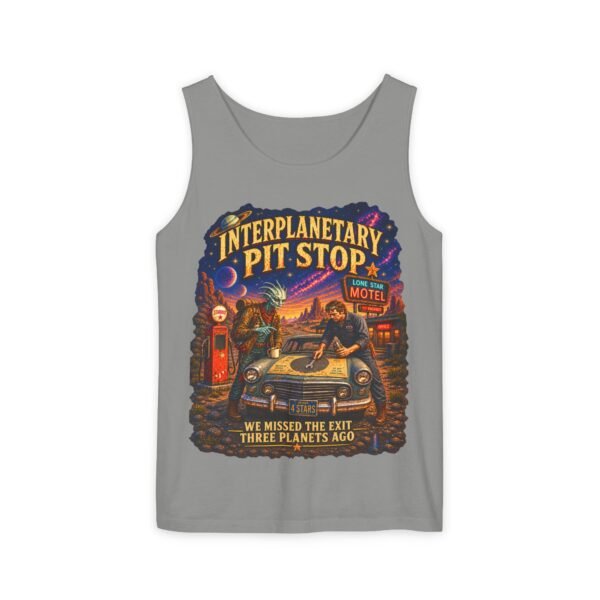 Interplanetary Pit Stop Tank Top — Retro Space Road Trip Graphic