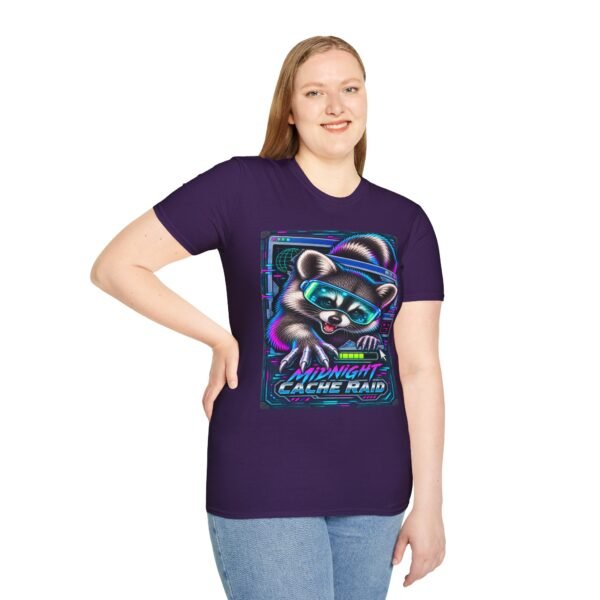 Midnight Cache Raid T‑Shirt — Neon Cyber Raccoon Graphic Tee