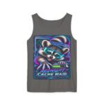 Midnight Cache Raid Tank Top — Retro Neon Raccoon Graphic Tank
