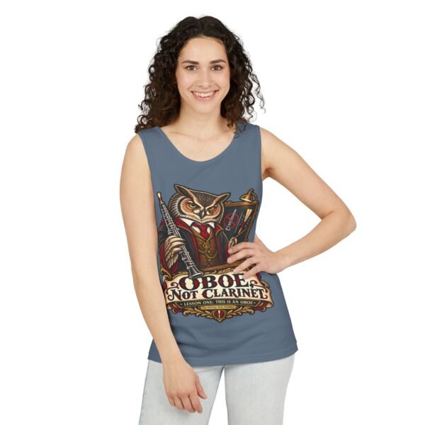 Clarinet Tank Top — "OBOE, Not Clarinet" Owl Musician Graphic Tank
