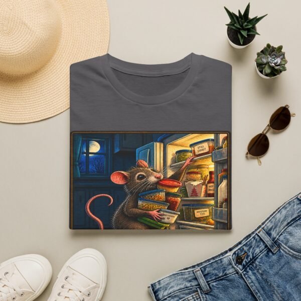 Midnight Fridge Raid T-Shirt — Cute Mouse Illustration