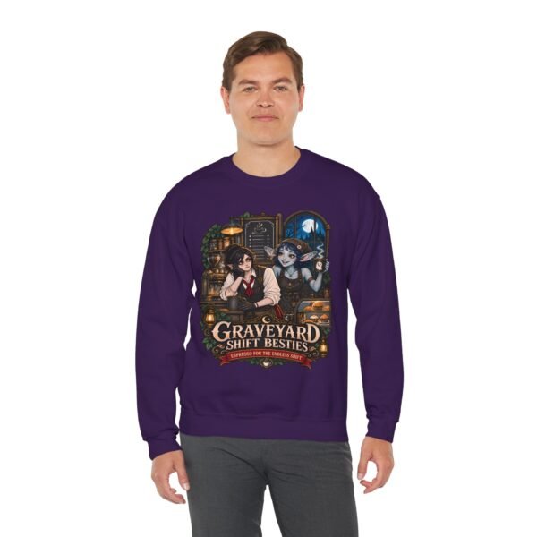 Graveyard Shift Besties Crewneck Sweatshirt — Cute Goth Friendship Graphic