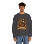 Midnight Groundskeeper Skeleton Gardener Crewneck Sweatshirt — Halloween Pumpkin Patch Graphic