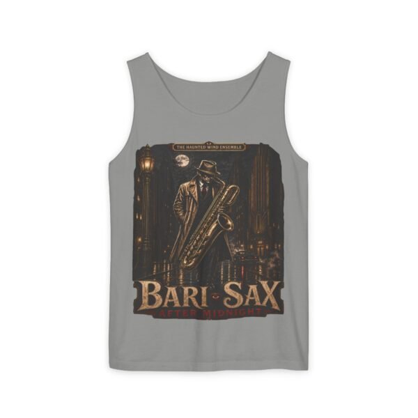 Bari-Sax Vintage Jazz Tank Top — Retro Saxophonist Graphic Music Tee