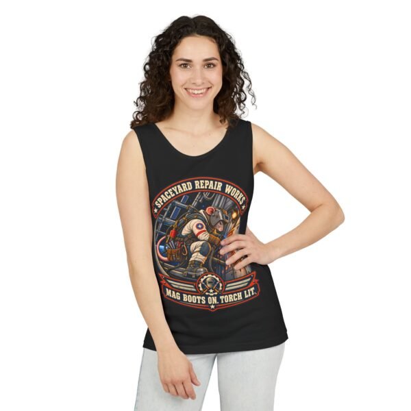 Spaceyard Repair Works Tank Top — "Mag Boots On, Torch Lit" Vintage Mechanic Graphic