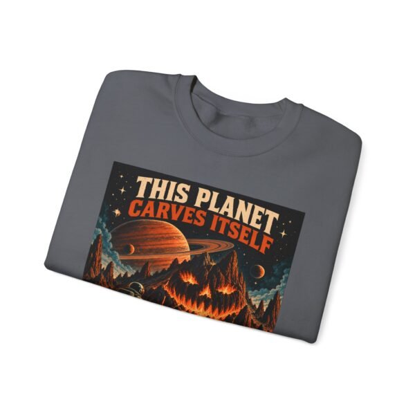 Halloween Astronaut Sweatshirt — "This Planet Carves Itself" Vintage Horror Crewneck