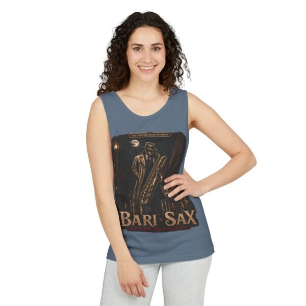 Bari-Sax Vintage Jazz Tank Top — Retro Saxophonist Graphic Music Tee