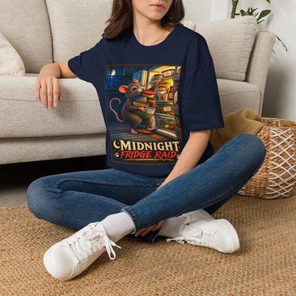 Midnight Fridge Raid T-Shirt — Cute Mouse Illustration