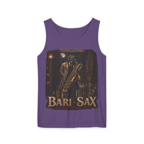 Bari-Sax Vintage Jazz Tank Top — Retro Saxophonist Graphic Music Tee