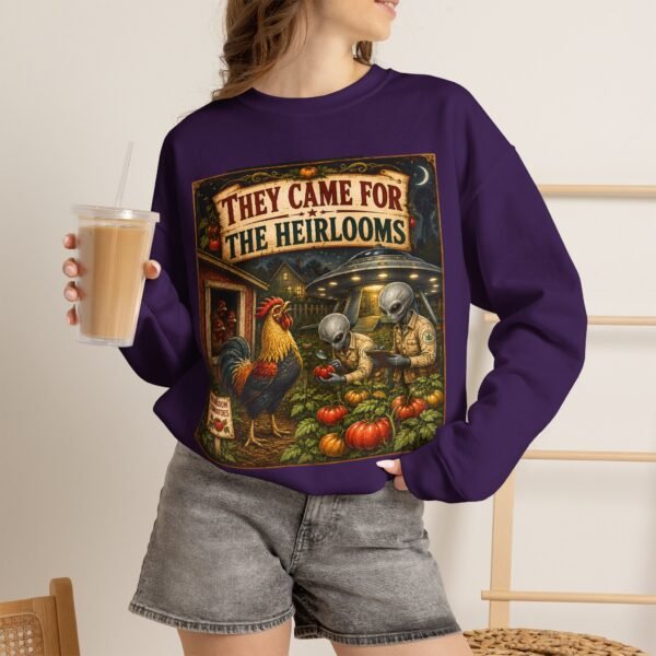 They Came For The Heirlooms Crewneck Sweatshirt — Vintage Garden Harvest Graphic