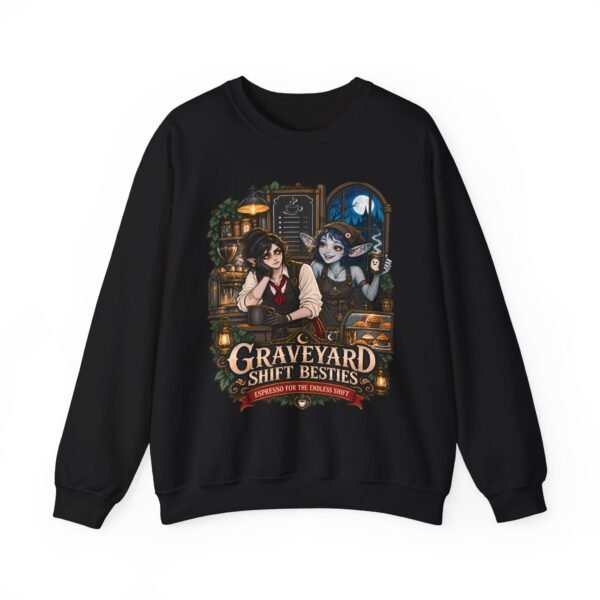 Graveyard Shift Besties Crewneck Sweatshirt — Cute Goth Friendship Graphic