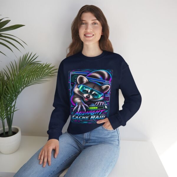 Midnight Cache Raid Sweatshirt — Retro Raccoon Graphic Crewneck