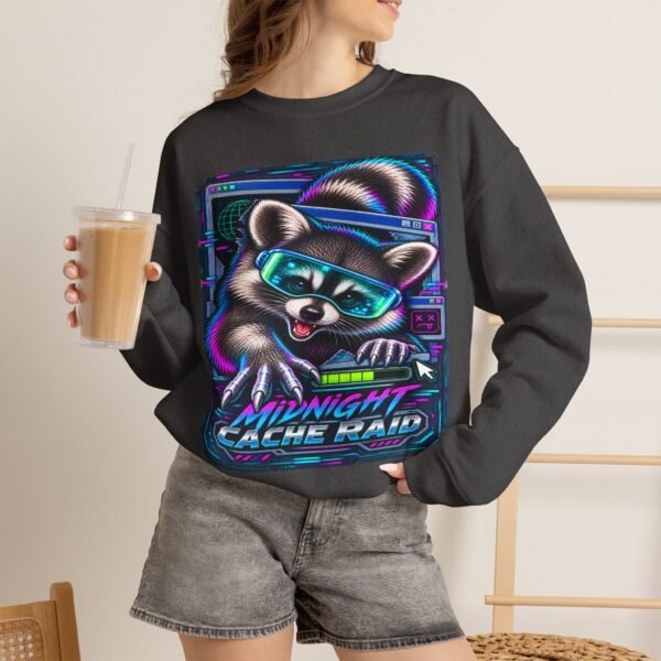 Midnight Cache Raid Sweatshirt — Retro Raccoon Graphic Crewneck