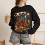 Cryptid Camping Club Sweatshirt — 'We Share the Campsite Now' Cozy Crewneck