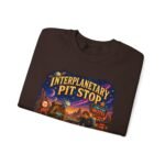 Interplanetary Pit Stop Crewneck Sweatshirt — Retro Space Roadtrip Graphic