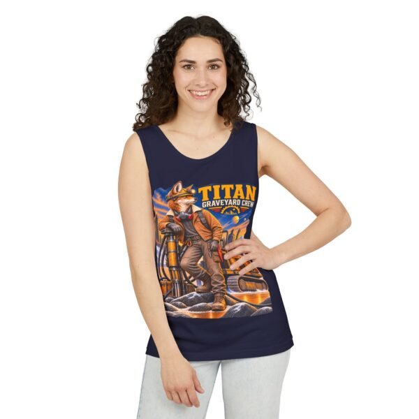 Titan Graveyard Crew Tank Top — Construction Fox Graphic Worksite Tee