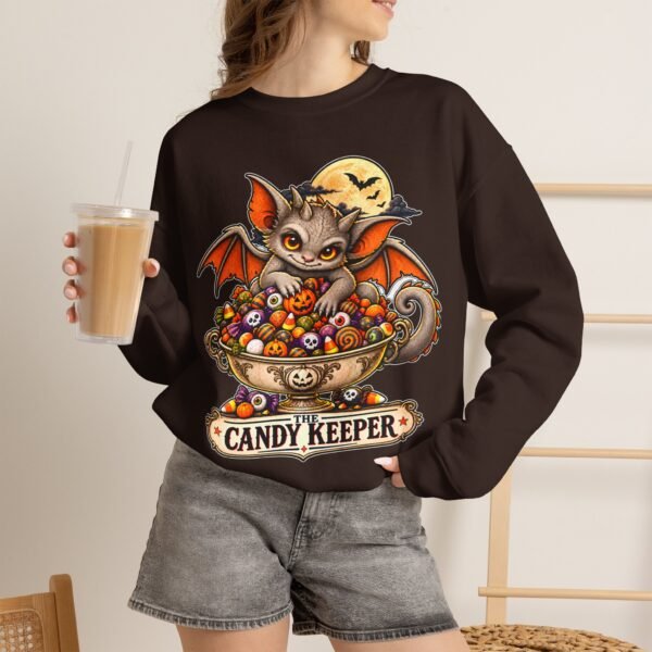 Candy Keeper Sweatshirt — Cute Bat Cat Halloween Crewneck
