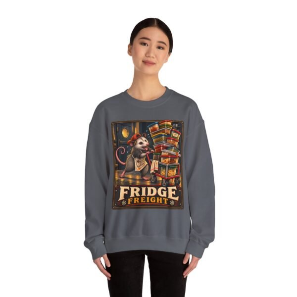 Fridge Freight Crewneck Sweatshirt — Cute Possum Delivery Vintage Poster