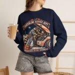 Crewneck Sweatshirt — "Craterline Service Dept. — Wrenches After Moonrise" Raccoon Astronaut Mechanic Graphic