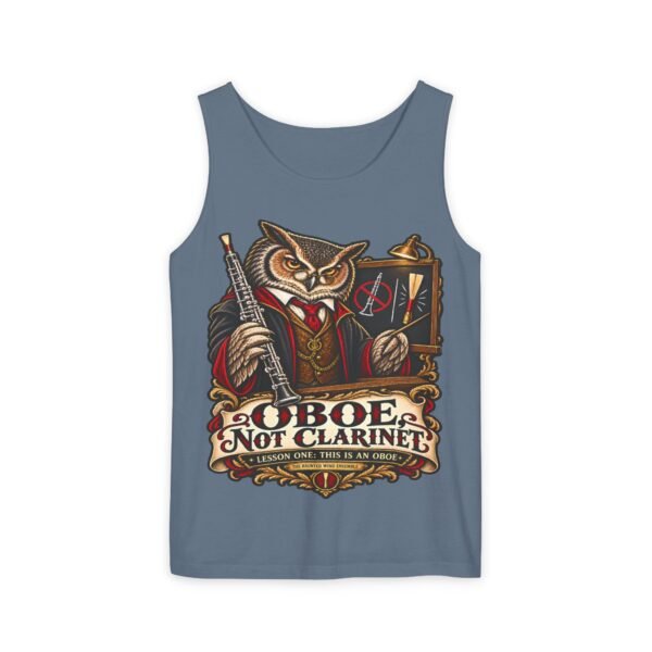 Clarinet Tank Top — "OBOE, Not Clarinet" Owl Musician Graphic Tank
