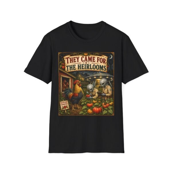 They Came For The Heirlooms Graphic T-Shirt — Vintage Alien Harvest Farm Design