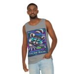 Midnight Cache Raid Tank Top — Retro Neon Raccoon Graphic Tank