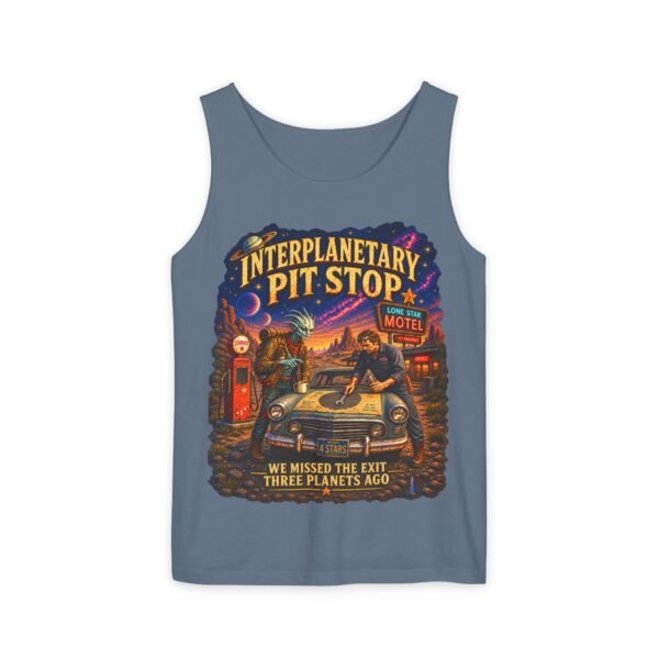 Interplanetary Pit Stop Tank Top — Retro Space Road Trip Graphic