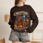 Cryptid Camping Club Sweatshirt — 'We Share the Campsite Now' Cozy Crewneck