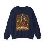 Midnight Groundskeeper Skeleton Gardener Crewneck Sweatshirt — Halloween Pumpkin Patch Graphic