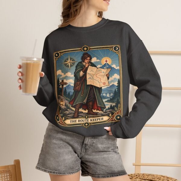 Crewneck Sweatshirt — "The Route Keeper" Vintage Map Navigator Graphic