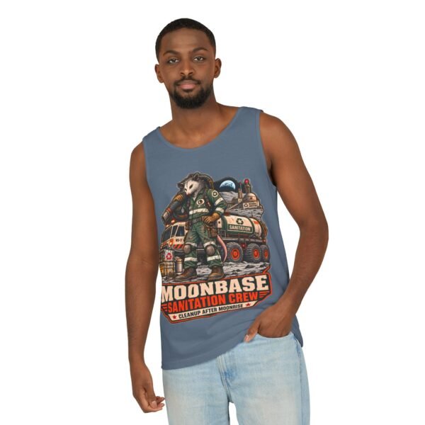 Moonbase Sanitation Crew Tank Top — Retro Space Janitor Graphic