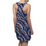 Tie-Dye Racerback Dress — Navy, Lavender & Mustard Spiral Print