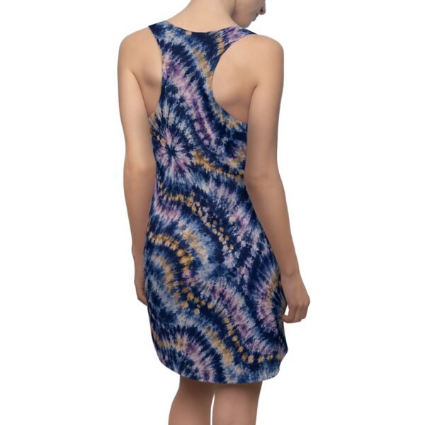 Tie-Dye Racerback Dress — Navy, Lavender & Mustard Spiral Print