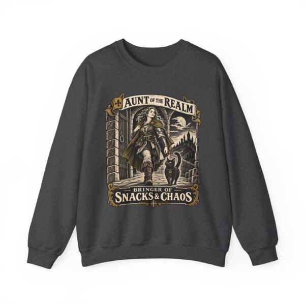 Crewneck Sweatshirt — "Aunt of the Realm: Bringer of Snacks & Chaos" Fantasy Graphic