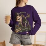 Hiking Elk Crewneck Sweatshirt — Rustic Outdoors "Don't Lose Yourself" Design