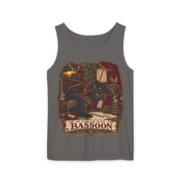 Bassoon Player Tank Top — "My Familiar Plays Bassoon" Vintage Musician Graphic