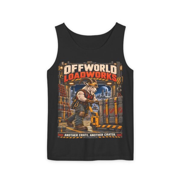 Offworld Loadworks sci-fi warehouse Mountain Goat Worker illustration Tank Top | space cargo loading