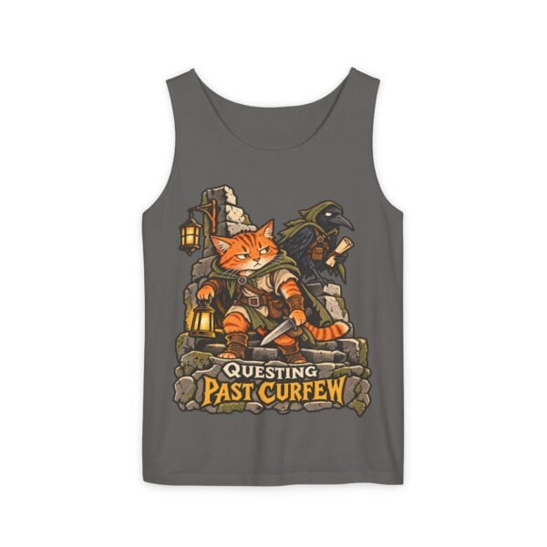 Questing Past Curfew Tank Top — Retro RPG Cat & Crow Fantasy