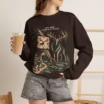 Hiking Elk Crewneck Sweatshirt — Rustic Outdoors "Don't Lose Yourself" Design