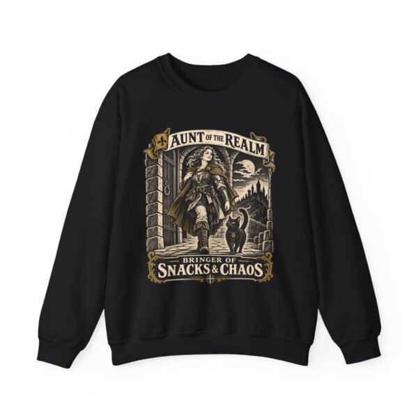 Crewneck Sweatshirt — "Aunt of the Realm: Bringer of Snacks & Chaos" Fantasy Graphic