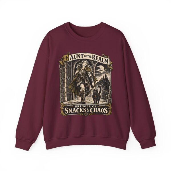 Crewneck Sweatshirt — "Aunt of the Realm: Bringer of Snacks & Chaos" Fantasy Graphic