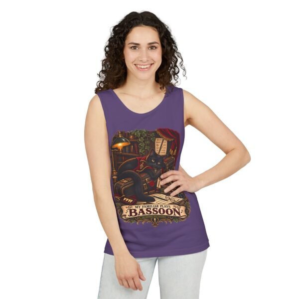 Bassoon Player Tank Top — "My Familiar Plays Bassoon" Vintage Musician Graphic